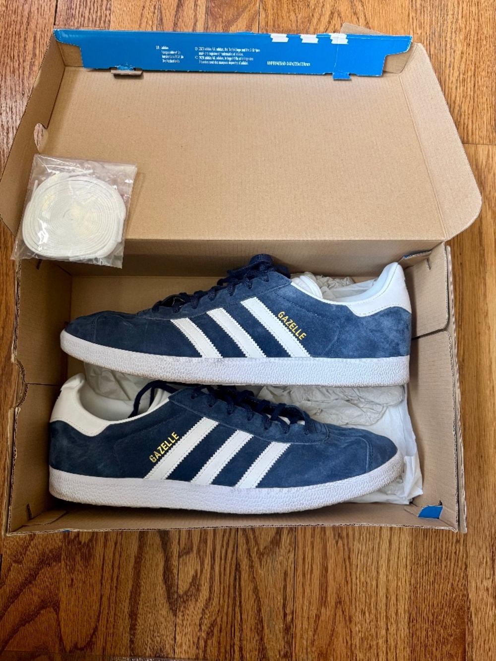 Adidas Gazelle Men’s Size 13 Navy White Gold Sneakers BB5478